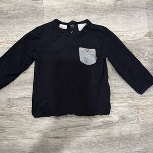 Zara Kids Dark Blue Long Sleeve Tee with Gray Pocket